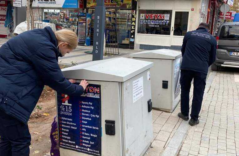 SİİRT BELEDİYESİ İZİNSİZ İLAN VE AFİŞ ASANLARI UYARDI