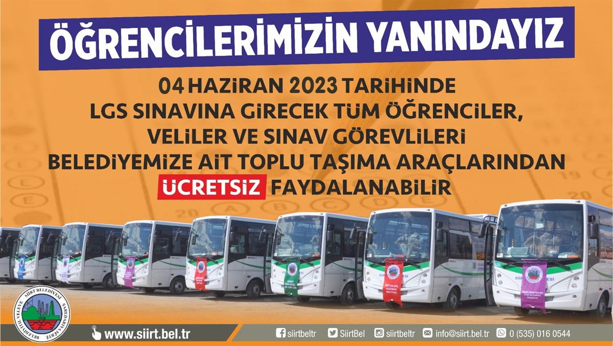 SİİRT BELEDİYESİNDEN ÖĞRENCİLERE ÜCRETSİZ ULAŞIM DESTEĞİ