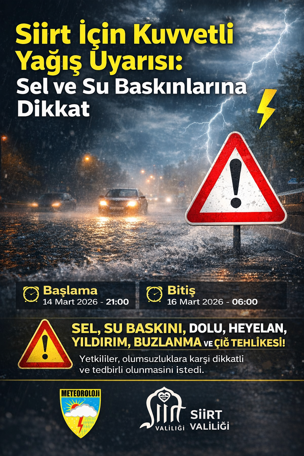 Siirt İçin Kuvvetli Yağış Uyarısı: Sel ve Su Baskınlarına Dikkat
