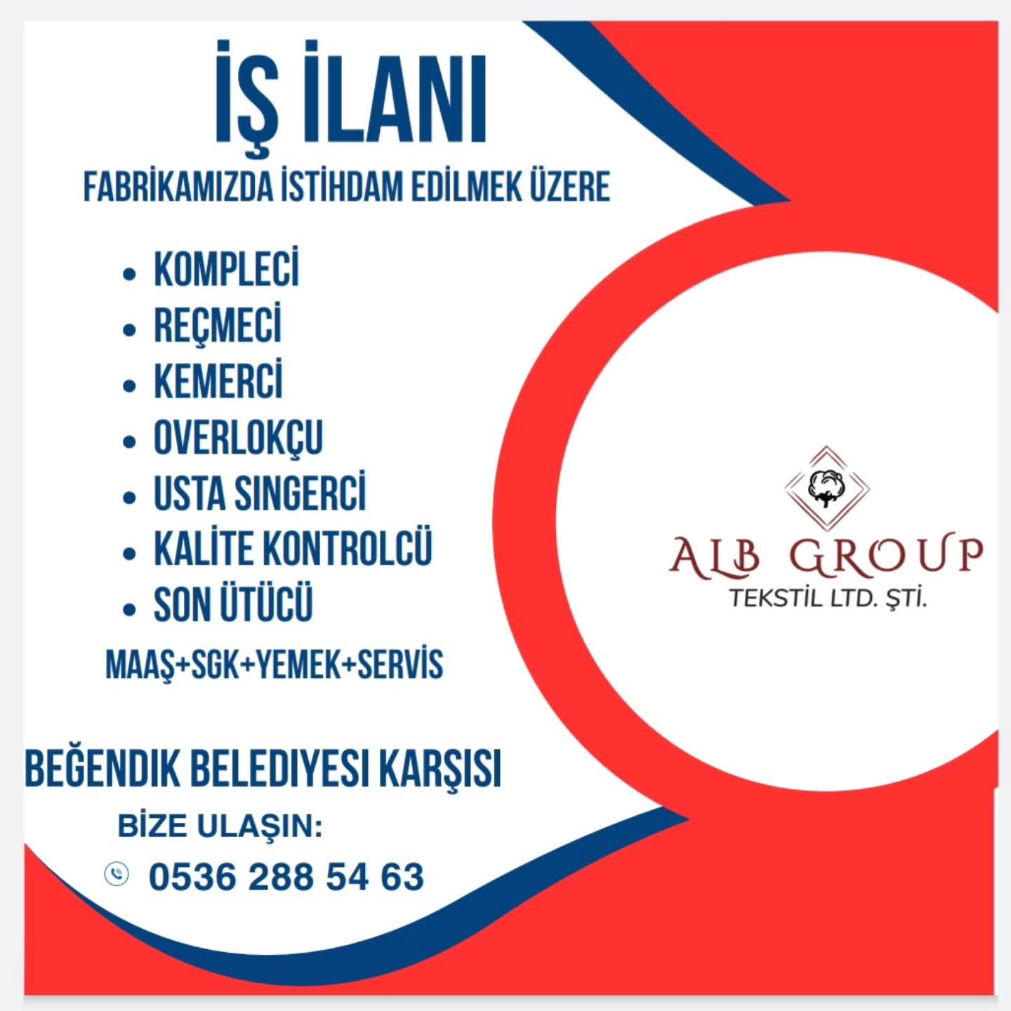 Beğendik Beldesi’nde Tekstil Fabrikası İçin Personel Alımı