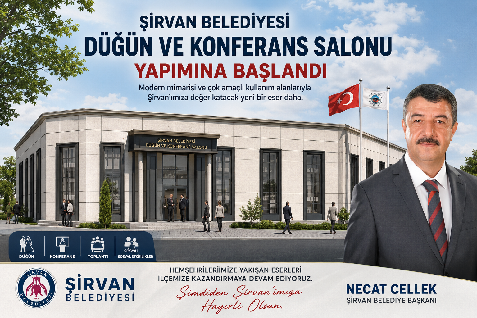 Şirvan Belediyesi Düğün ve Konferans Salonu’nun Yapımına Başlandı