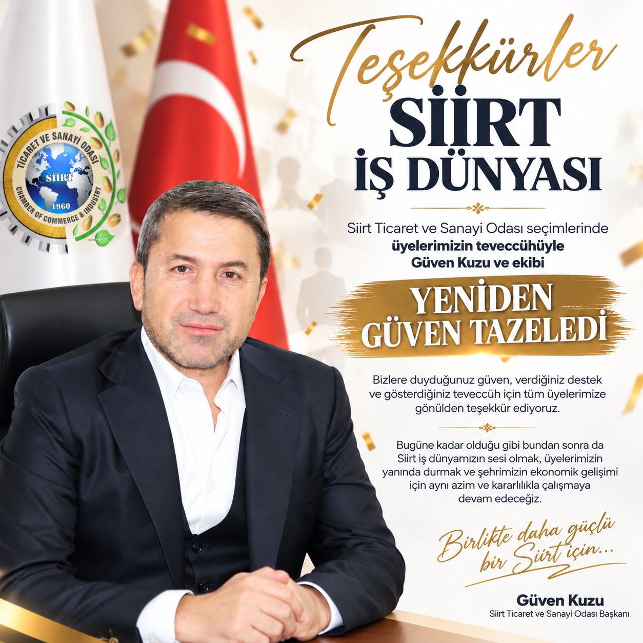 Siirt TSO’da Güven Kuzu ve Ekibi Güven Tazeledi